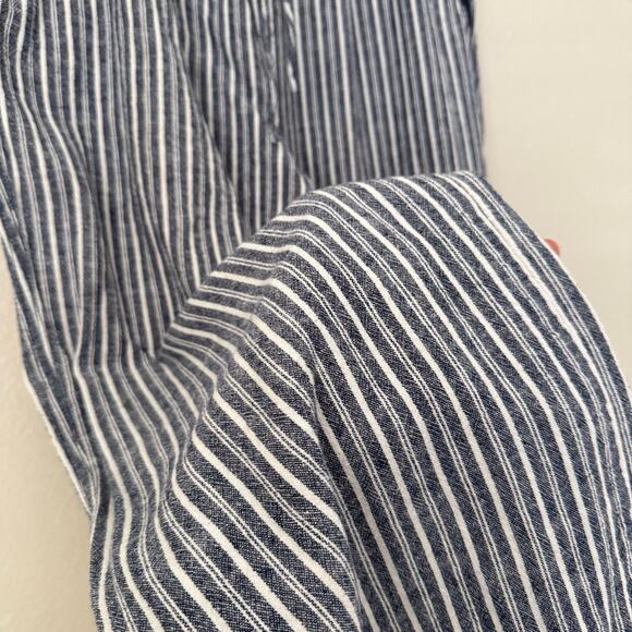 Briggs Womens Blue White Stripe Linen Blend Pants Flowy Stretch Waist Size Large - Picture 4 of 11